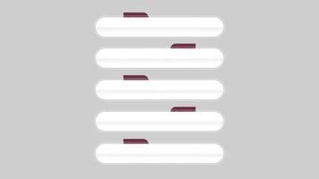Animation red and white space bar 5 step for infographic timeline template on gray background. video