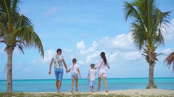 Family on the beach on caribbean vacation. video