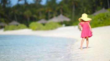 entzückendes kleines Mädchen am Strand während der Sommerferien video