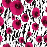 Seamless zebra texture with flowers pattern. photo