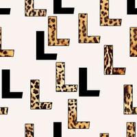 Seamless leopard texture with leopard text. photo