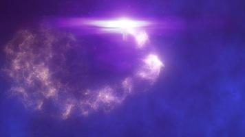 abstrait violet embrasé énergie la magie particule comète en volant le long de chemin ligne futuriste salut-technologie Contexte. vidéo 4k, mouvement conception video