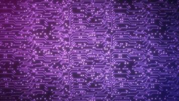Abstract background of blue-violet computer circuit boards digital hi-tech futuristic of lines and dots. Video 4k, 60 fps