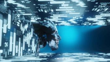 artificial inteligência ai tecnologia máquina Aprendendo futurista inovação, 3d Renderização video