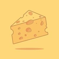Cute cheese cartoon. Flat illustration of cheese icon on yellow background. Suitable for use in food product design, posters or brochures. vector