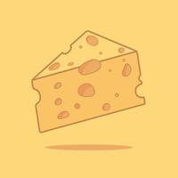 linda queso dibujos animados. plano ilustración de queso icono en amarillo antecedentes. adecuado para utilizar en comida producto diseño, carteles o folletos vector