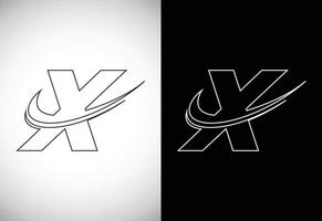 Initial letter X with a swoosh line art-style logo. Modern vector logotype for business and company identity.