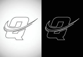 Initial letter Q with a swoosh line art-style logo. Modern vector logotype for business and company identity.