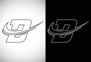 Initial letter D with a swoosh line art-style logo. Modern vector logotype for business and company identity.