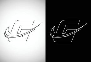 Initial letter G with a swoosh line art-style logo. Modern vector logotype for business and company identity.