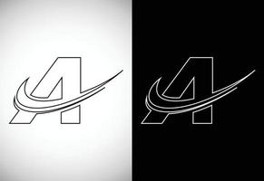 Initial letter A with a swoosh line art-style logo. Modern vector logotype for business and company identity.