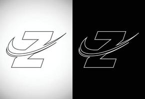 Initial letter Z with a swoosh line art-style logo. Modern vector logotype for business and company identity.