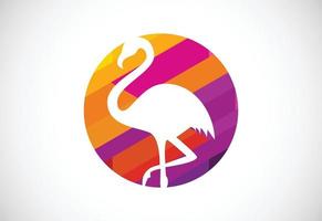 vistoso pelícano pájaro dentro un círculo. mosaico modelo pájaro logo diseño vector