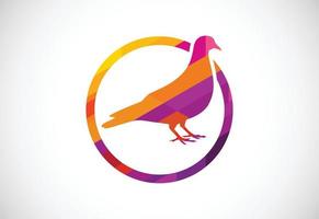 Colorful Dove bird into a circle. Mosaic pattern bird logo design vector