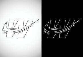 Initial letter W with a swoosh line art-style logo. Modern vector logotype for business and company identity.