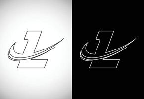 Initial letter L with a swoosh line art-style logo. Modern vector logotype for business and company identity.