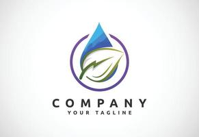 Lighting bolt with leaf water drop logo template. Thunder leaf icon for the environment, recycling, and electric symbol vector