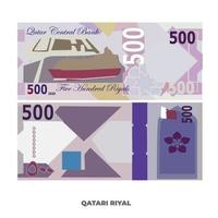 Vector Illustration of Qatari riyal note Isolated on white background, scalable and editable eps