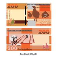 Vector Illustration of Gambian dalasi note Isolated on white background, scalable and editable eps