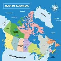 mapa de Canadá con rodeando fronteras vector