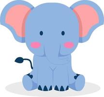 Cute elephant cartoon flat vector illustration