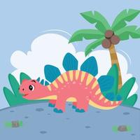 linda dinosaurios dino dibujos animados personaje. plano vector ilustración
