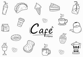 Set of coffee shop element in outline style. for Cafe and restaurant menu. vector