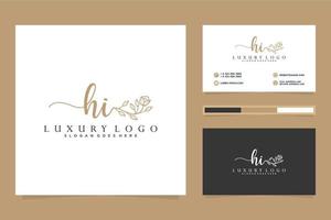 Initial HI Feminine logo collections and business card templat Premium Vector