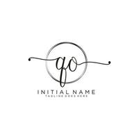 Initial QO feminine logo collections template. handwriting logo of initial signature, wedding, fashion, jewerly, boutique, floral and botanical with creative template for any company or business. vector