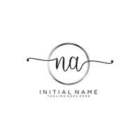 Initial NA feminine logo collections template. handwriting logo of initial signature, wedding, fashion, jewerly, boutique, floral and botanical with creative template for any company or business. vector