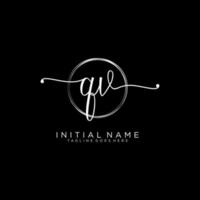 Initial QV feminine logo collections template. handwriting logo of initial signature, wedding, fashion, jewerly, boutique, floral and botanical with creative template for any company or business. vector