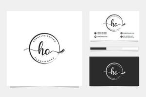 inicial Ho femenino logo colecciones y negocio tarjeta templat prima vector