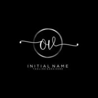 Initial OV feminine logo collections template. handwriting logo of initial signature, wedding, fashion, jewerly, boutique, floral and botanical with creative template for any company or business. vector