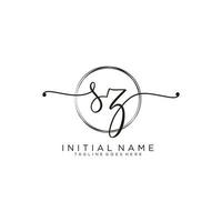 Initial SZ feminine logo collections template. handwriting logo of initial signature, wedding, fashion, jewerly, boutique, floral and botanical with creative template for any company or business. vector