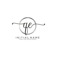 Initial QE feminine logo collections template. handwriting logo of initial signature, wedding, fashion, jewerly, boutique, floral and botanical with creative template for any company or business. vector