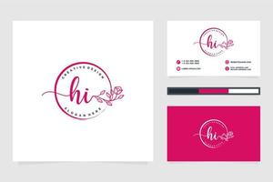 Initial HI Feminine logo collections and business card templat Premium Vector