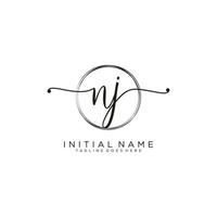 Initial NJ feminine logo collections template. handwriting logo of initial signature, wedding, fashion, jewerly, boutique, floral and botanical with creative template for any company or business. vector