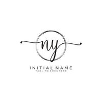 Initial NY feminine logo collections template. handwriting logo of initial signature, wedding, fashion, jewerly, boutique, floral and botanical with creative template for any company or business. vector