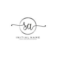 Initial SA feminine logo collections template. handwriting logo of initial signature, wedding, fashion, jewerly, boutique, floral and botanical with creative template for any company or business. vector