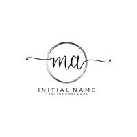 Initial MA feminine logo collections template. handwriting logo of initial signature, wedding, fashion, jewerly, boutique, floral and botanical with creative template for any company or business. vector