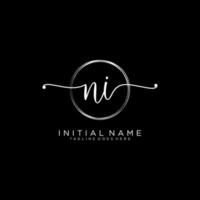 Initial NI feminine logo collections template. handwriting logo of initial signature, wedding, fashion, jewerly, boutique, floral and botanical with creative template for any company or business. vector