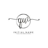 Initial QW feminine logo collections template. handwriting logo of initial signature, wedding, fashion, jewerly, boutique, floral and botanical with creative template for any company or business. vector