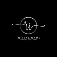 Initial RI feminine logo collections template. handwriting logo of initial signature, wedding, fashion, jewerly, boutique, floral and botanical with creative template for any company or business. vector