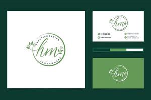 Initial HM Feminine logo collections and business card templat Premium Vector