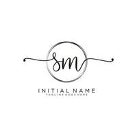 Initial SM feminine logo collections template. handwriting logo of initial signature, wedding, fashion, jewerly, boutique, floral and botanical with creative template for any company or business. vector