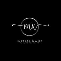 Initial MX feminine logo collections template. handwriting logo of initial signature, wedding, fashion, jewerly, boutique, floral and botanical with creative template for any company or business. vector