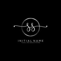 Initial SS feminine logo collections template. handwriting logo of initial signature, wedding, fashion, jewerly, boutique, floral and botanical with creative template for any company or business. vector