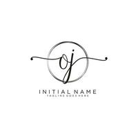 Initial OJ feminine logo collections template. handwriting logo of initial signature, wedding, fashion, jewerly, boutique, floral and botanical with creative template for any company or business. vector