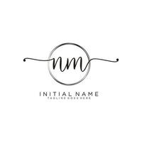 Initial NM feminine logo collections template. handwriting logo of initial signature, wedding, fashion, jewerly, boutique, floral and botanical with creative template for any company or business. vector