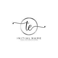 Initial TE feminine logo collections template. handwriting logo of initial signature, wedding, fashion, jewerly, boutique, floral and botanical with creative template for any company or business. vector